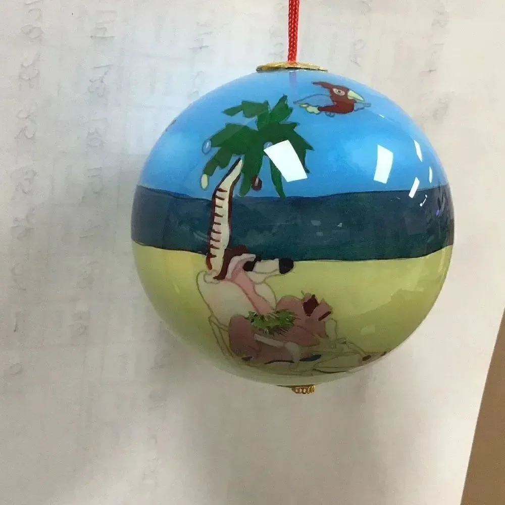 Handpainted wish you were here, Santa and flamingo on the beach